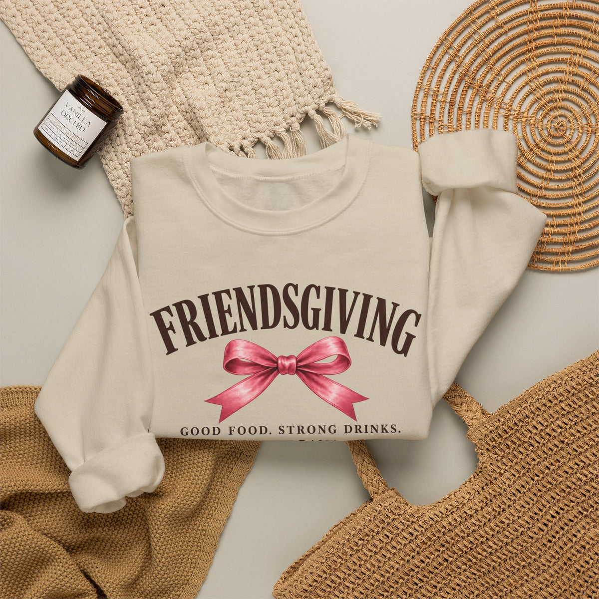 ￼Friendsgiving Girls Trip 2026 Crewneck Sweatshirt | Thankful for the Girls Thanksgiving Sweatshirt