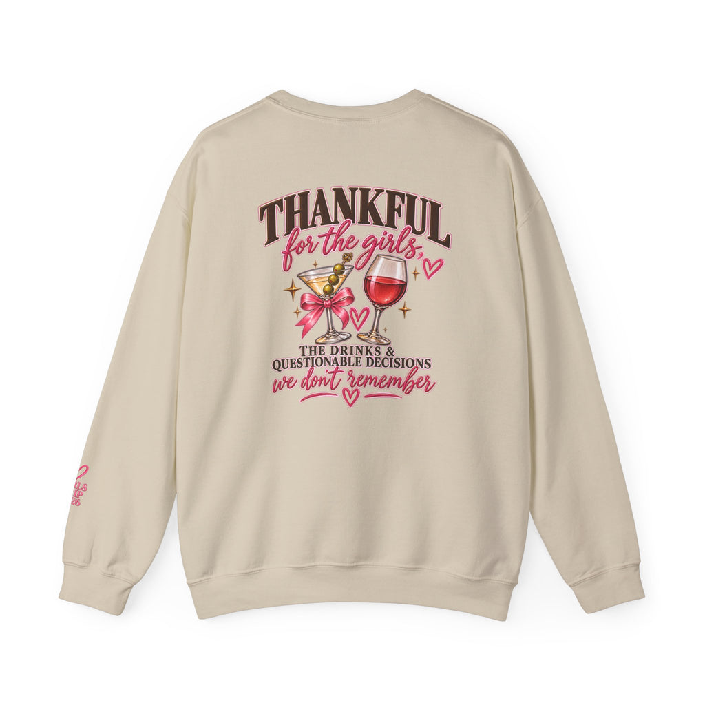 ￼Friendsgiving Girls Trip 2026 Crewneck Sweatshirt | Thankful for the Girls Thanksgiving Sweatshirt