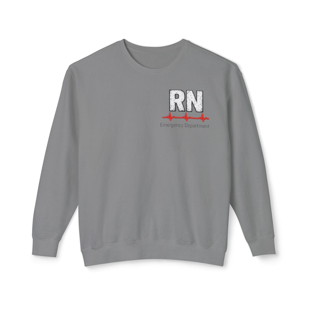 RN Emergency Crewneck Sweatshirt — "EMERGENCY" ER Highlight & Rhythm Design