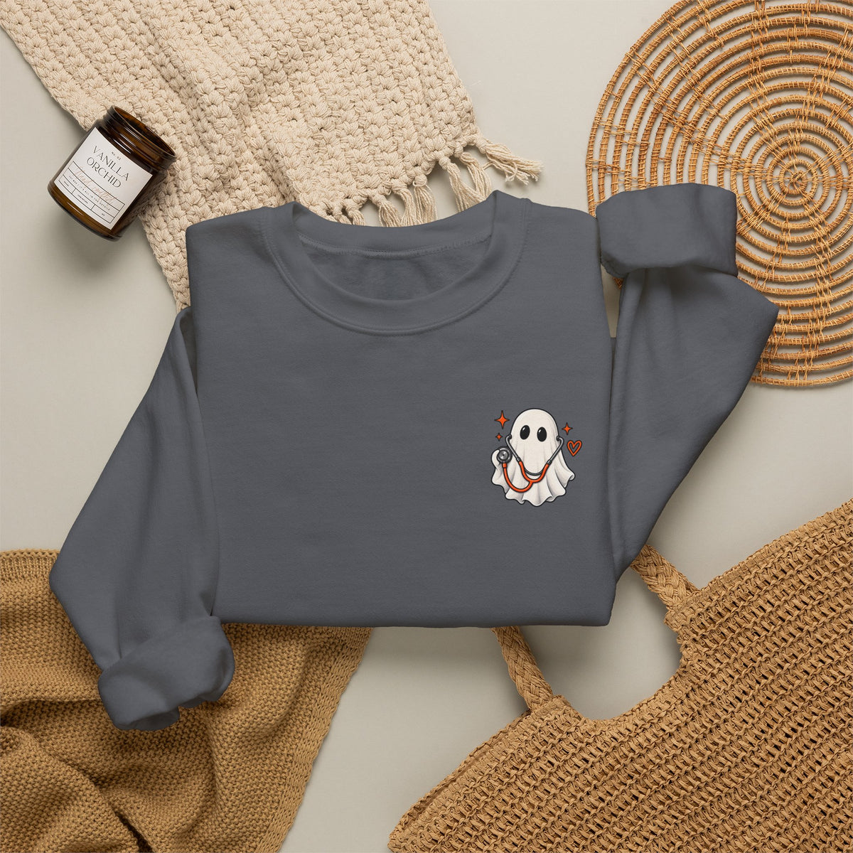 ER Nurse Halloween Sweatshirt | Spooky Shifts Emergency Room Nurse Crewneck | Front & Back Print
