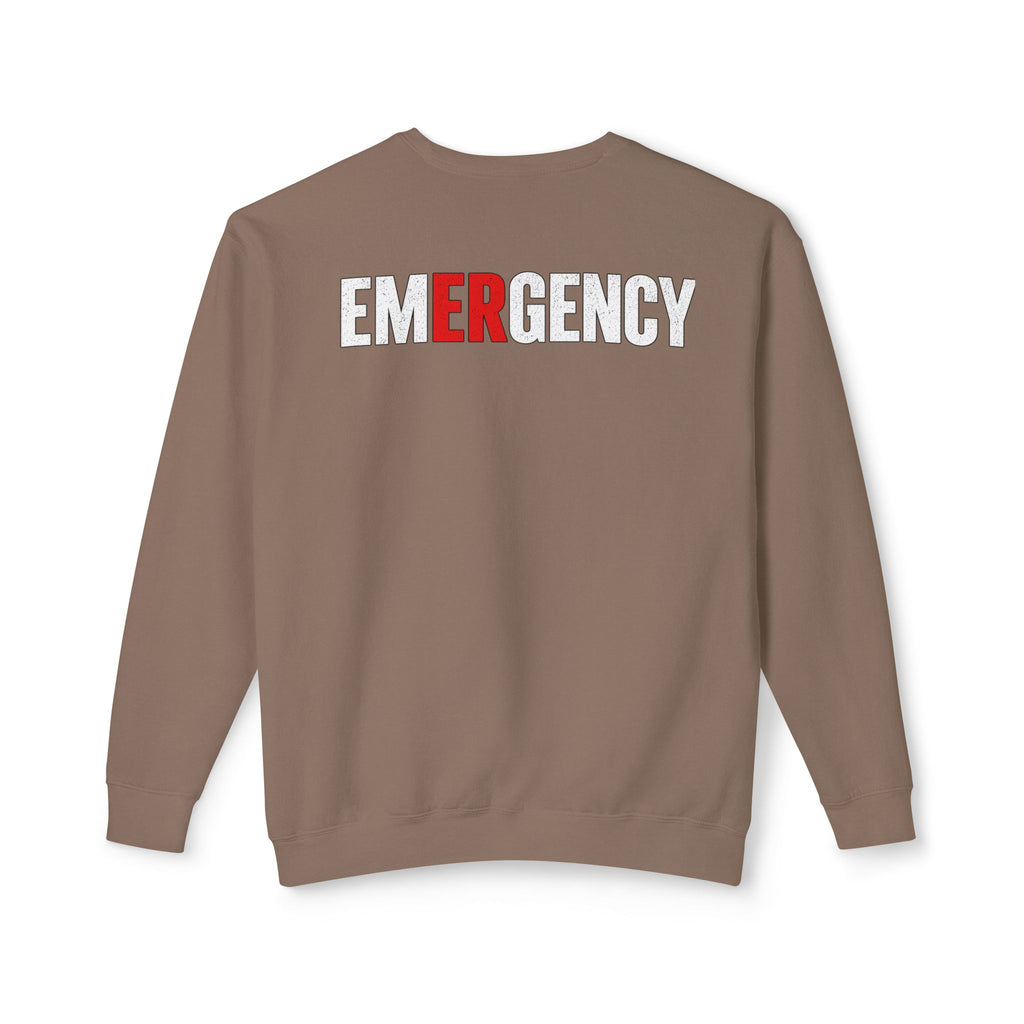 RN Emergency Crewneck Sweatshirt — "EMERGENCY" ER Highlight & Rhythm Design