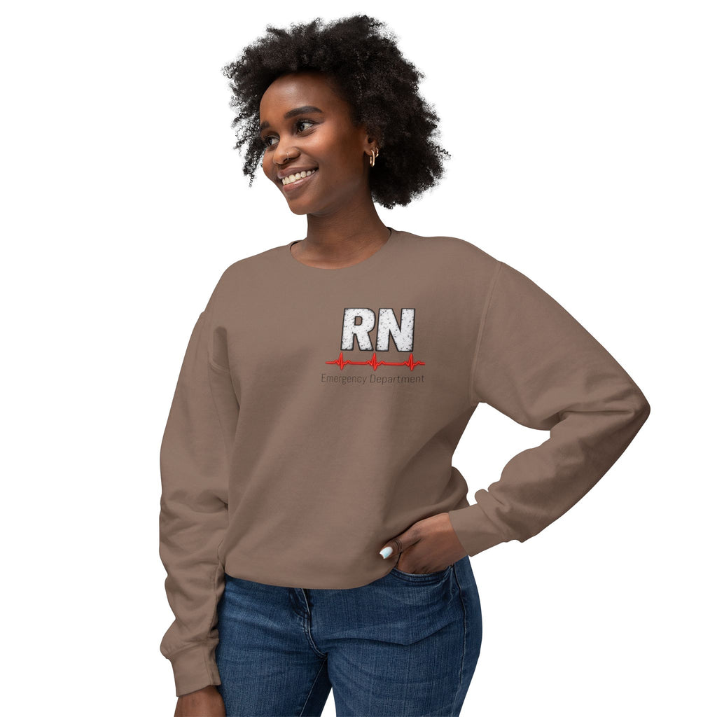 RN Emergency Crewneck Sweatshirt — "EMERGENCY" ER Highlight & Rhythm Design