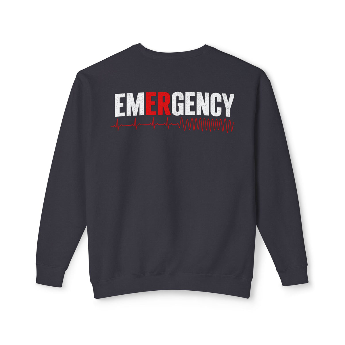 RN Emergency Crewneck Sweatshirt — "EMERGENCY" ER Highlight & Rhythm Design
