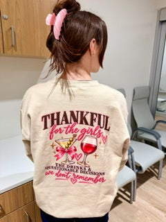 ￼Friendsgiving Girls Trip 2026 Crewneck Sweatshirt | Thankful for the Girls Thanksgiving Sweatshirt