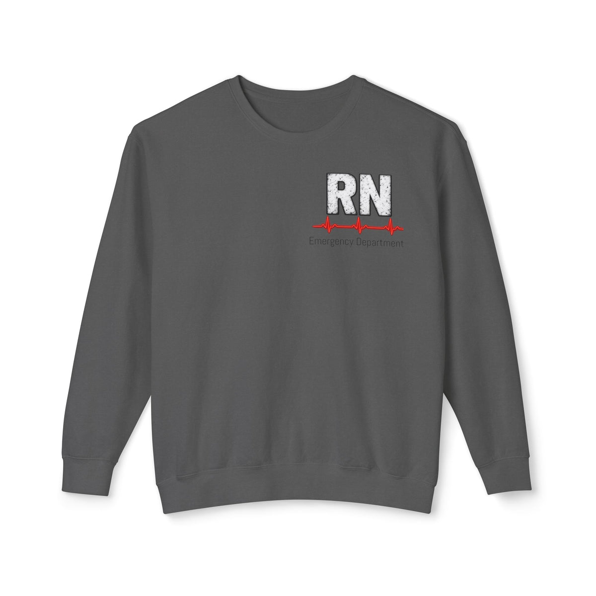 RN Emergency Crewneck Sweatshirt — "EMERGENCY" ER Highlight & Rhythm Design