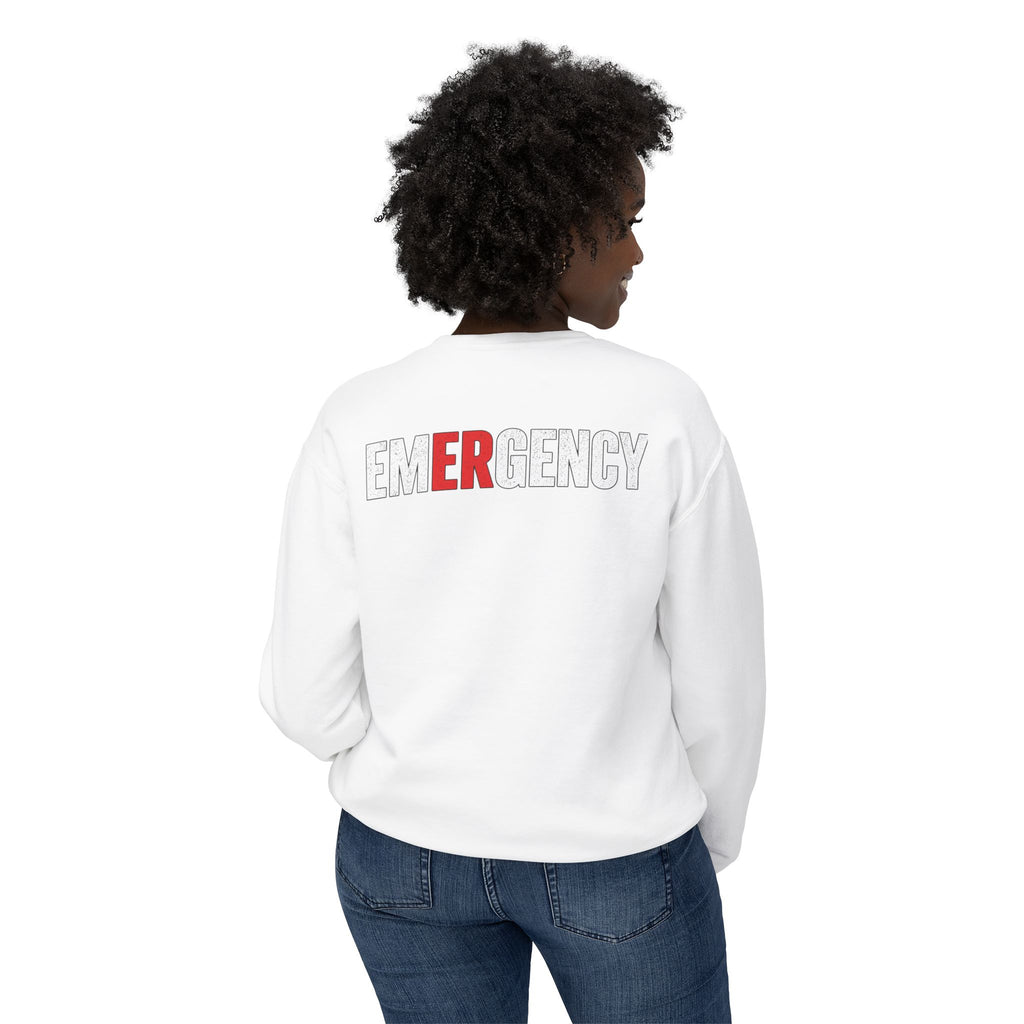 RN Emergency Crewneck Sweatshirt — "EMERGENCY" ER Highlight & Rhythm Design