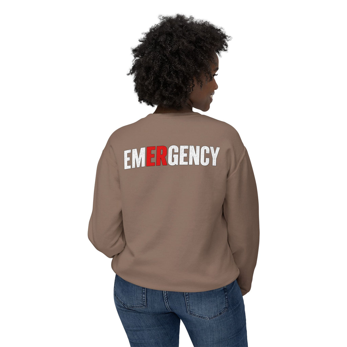 RN Emergency Crewneck Sweatshirt — "EMERGENCY" ER Highlight & Rhythm Design