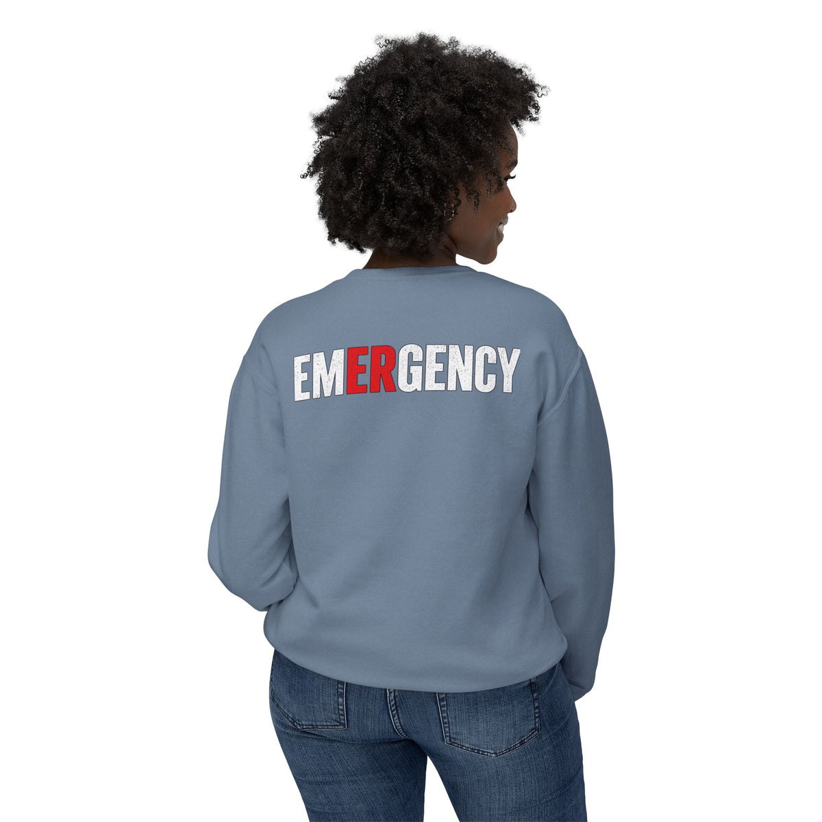 RN Emergency Crewneck Sweatshirt — "EMERGENCY" ER Highlight & Rhythm Design