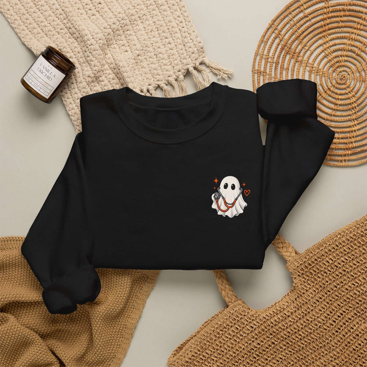 ER Nurse Halloween Sweatshirt | Spooky Shifts Emergency Room Nurse Crewneck | Front & Back Print