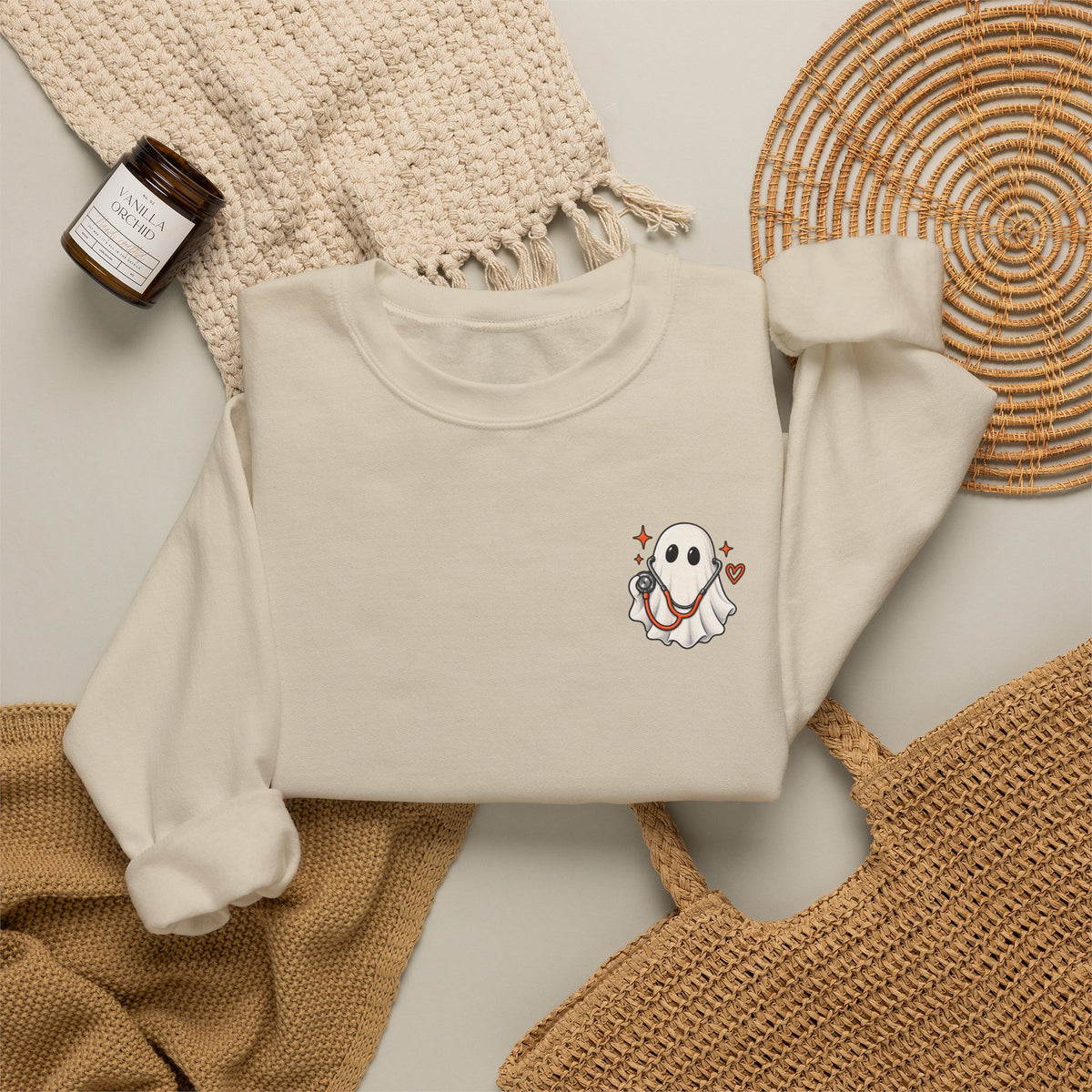 ER Nurse Halloween Sweatshirt | Spooky Shifts Emergency Room Nurse Crewneck | Front & Back Print