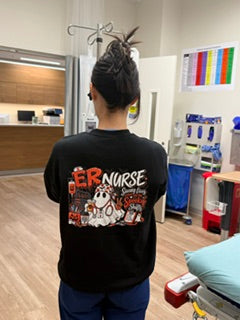 ER Nurse Halloween Sweatshirt | Spooky Shifts Emergency Room Nurse Crewneck | Front & Back Print
