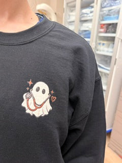 ER Nurse Halloween Sweatshirt | Spooky Shifts Emergency Room Nurse Crewneck | Front & Back Print